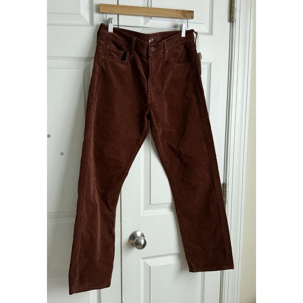 MOTHER Mid Rise Rider Ankle Pants Size 30 Hopscotch Red Corduroy 30x27